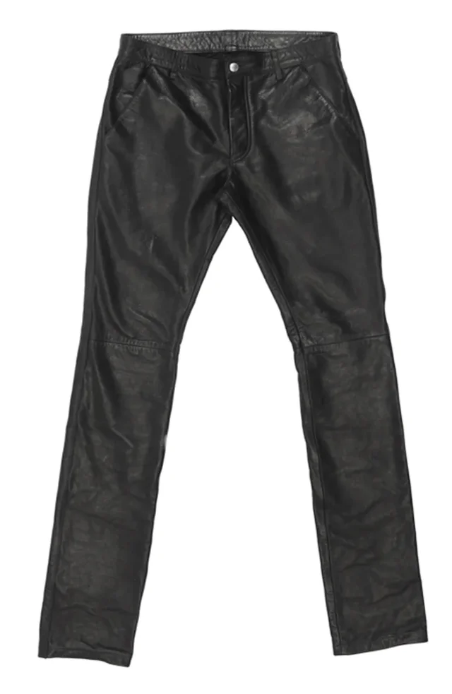 Sample black trousers used to illustrate a line sheet layout